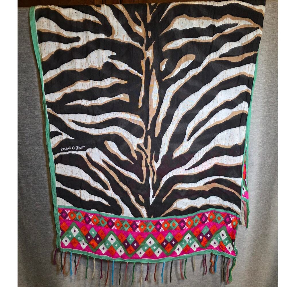 Double D Ranch Zebra Print Fringe Cowboy Stole Scarf